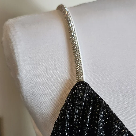 Ever Pretty Black Glittery Tulle Maxi Gown Size 4XL Spaghetti Strap Formal Dress - Picture 6 of 16